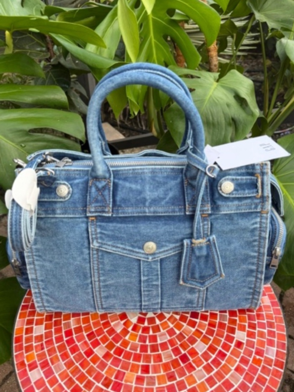 GAP Five Pocket Medium Size Denim Satchel Bag-NWT-Medium Wash - Picture 2 of 11
